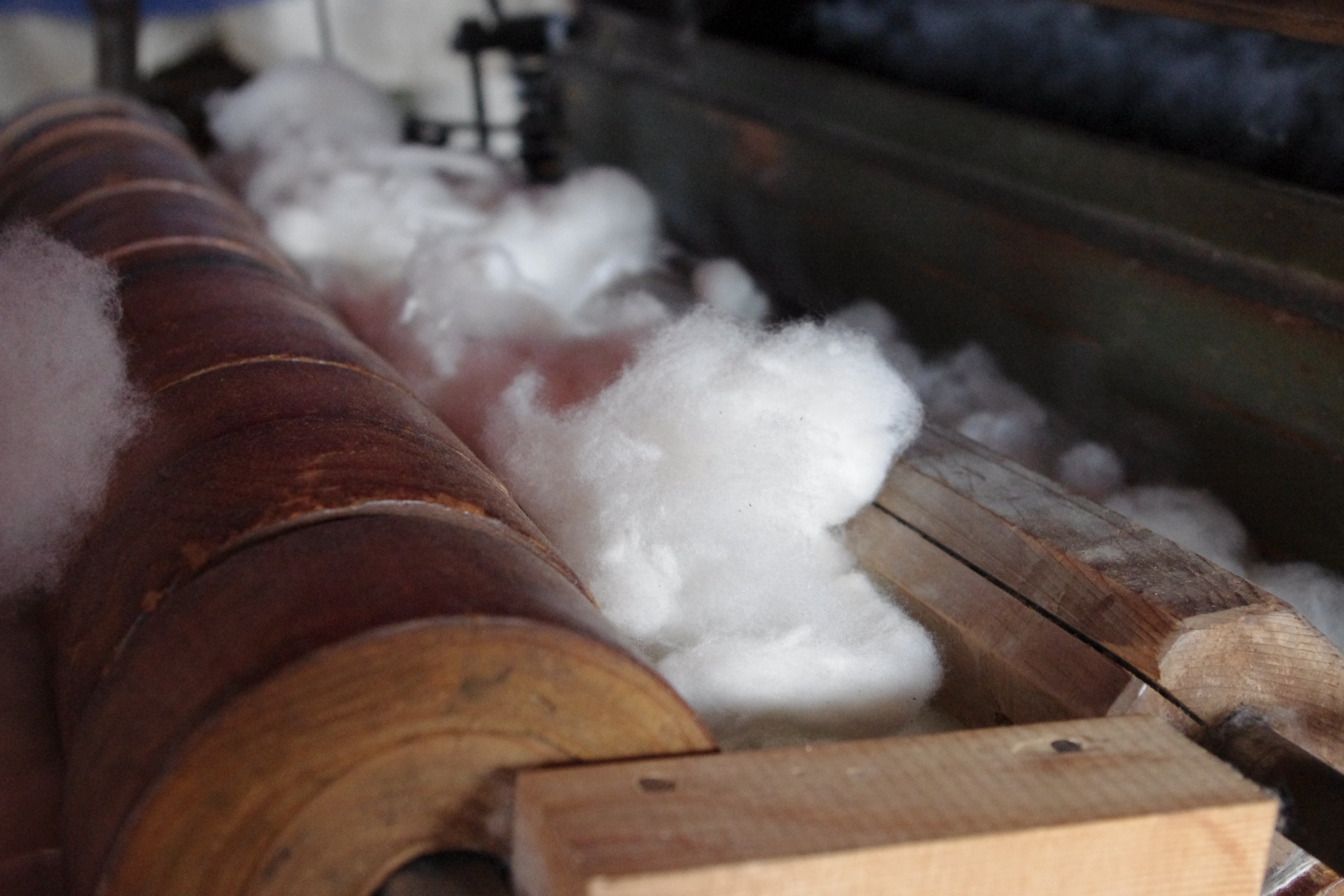 綿繰り機とは実綿をローラーの間に挟んで、回しながら種子を取り除く器具のことを指します。収穫した実綿には、たくさんの種子がびっしりと絡まるようにくっついているため取るには少々手間がかかります。取り出した綿は繊維となり糸へと繋がっていきます。わたから わたからつむぐ マインド松井 日本の綿 和綿 綿 コットン 100% 自給率 オーガニックコットン 無農薬 わめん 日本製  国内 国産 国内栽培 栽培 綿繰り 綿繰り機 使い方 綿打ち 洗う 洗い方 国内製造 製造 過程 工程 育て方 やり方 弓 ふとん 布団 綿の実 つみ 手仕事 手回し 綿繰り ろくろ 実繰り さねくり 綿とり わたとり 洋綿 種類 綿花 綿の木 生地 綿の特徴 手作り 販売 ほぐし方 綿とは 和綿とは オーガニックコットンとは 日本の綿 和綿 綿 コットン オーガニックコットン 商品 無農薬 わめん 日本製  国内 国産 国内栽培 栽培 日本の綿 和綿 綿 コットン 100% 自給率 綿 わた コットン オーガニックコットン 綿１００％　コットン１００％　オーガニックコットン１００％