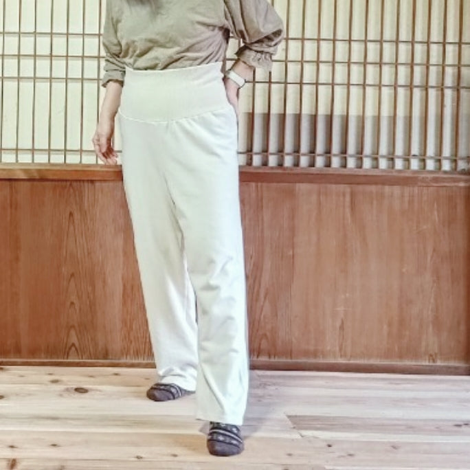 腹巻付きパンツ リラックスウェア 着丈オーダー スエット 部屋着 オーガニックコットン わたからつむぐ