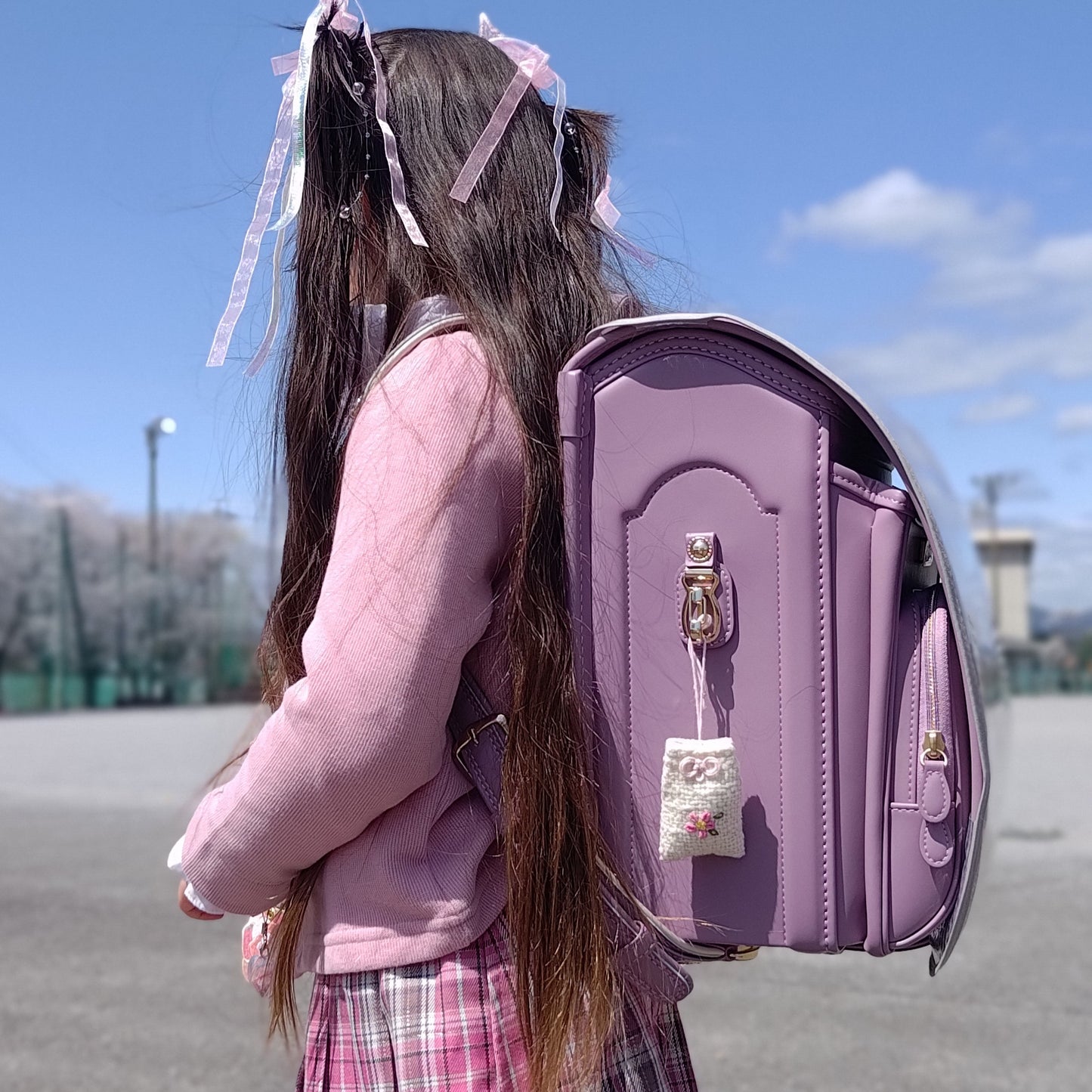 大切な人の幸せ祈る【さくら咲く】和綿のお守り袋 オーガニックコットン入り　